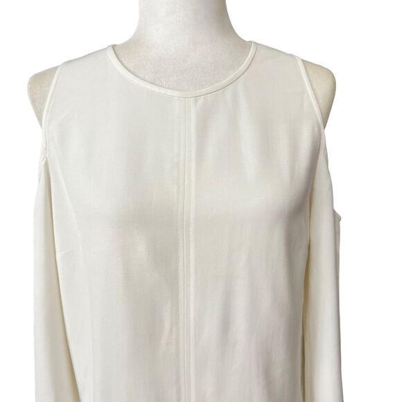 Veronica Beard White Cold-Shoulder Blouse Medium Size10 Viscose blend - Picture 2 of 11